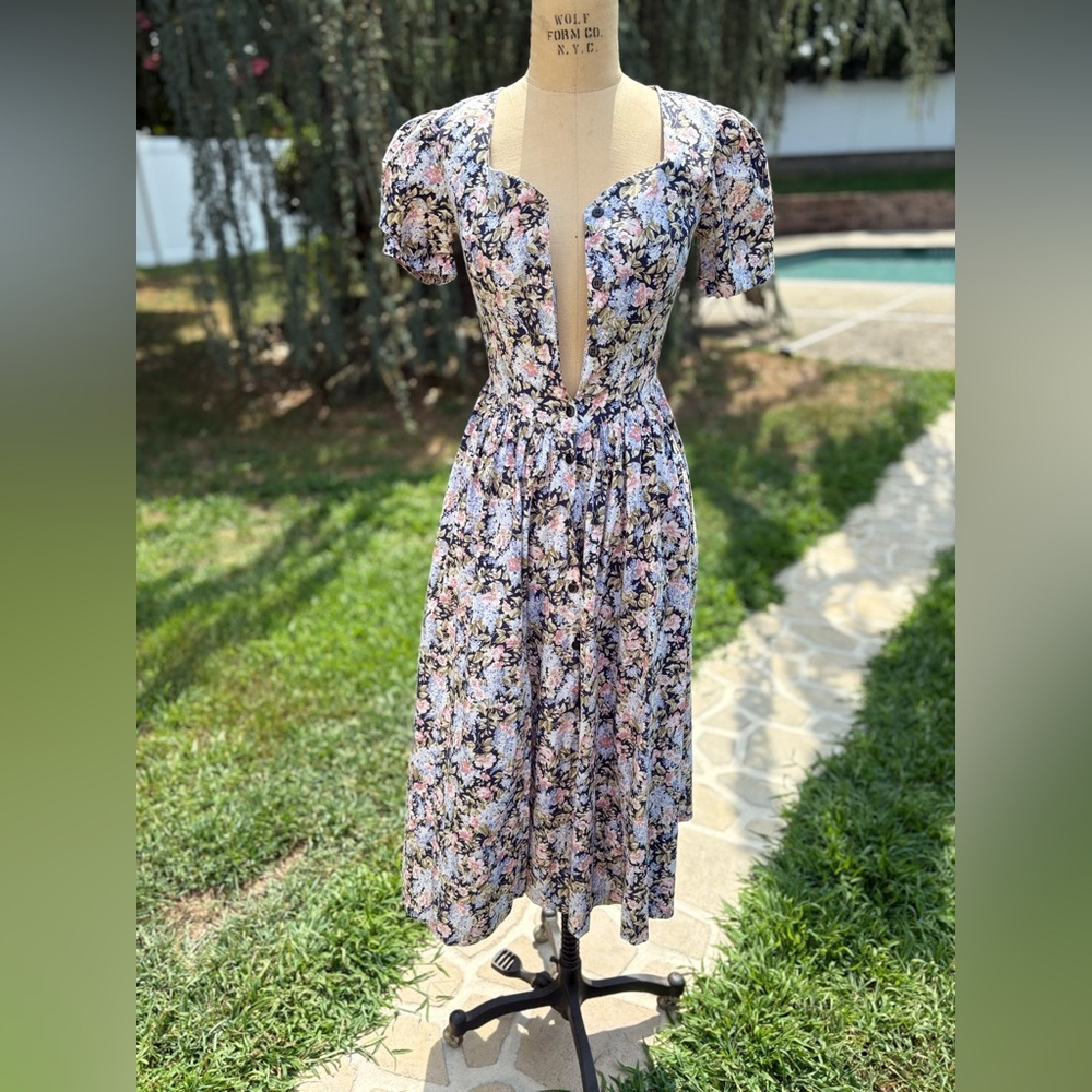Laura Ashley Multicolor Floral Midi Dress